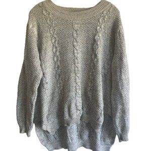 Millau LF Grey Cable Knit High/Low Sweater